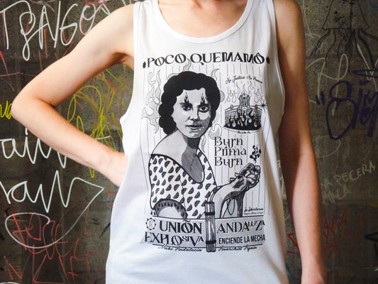 Camiseta blanca unisex de tirantes andalucista