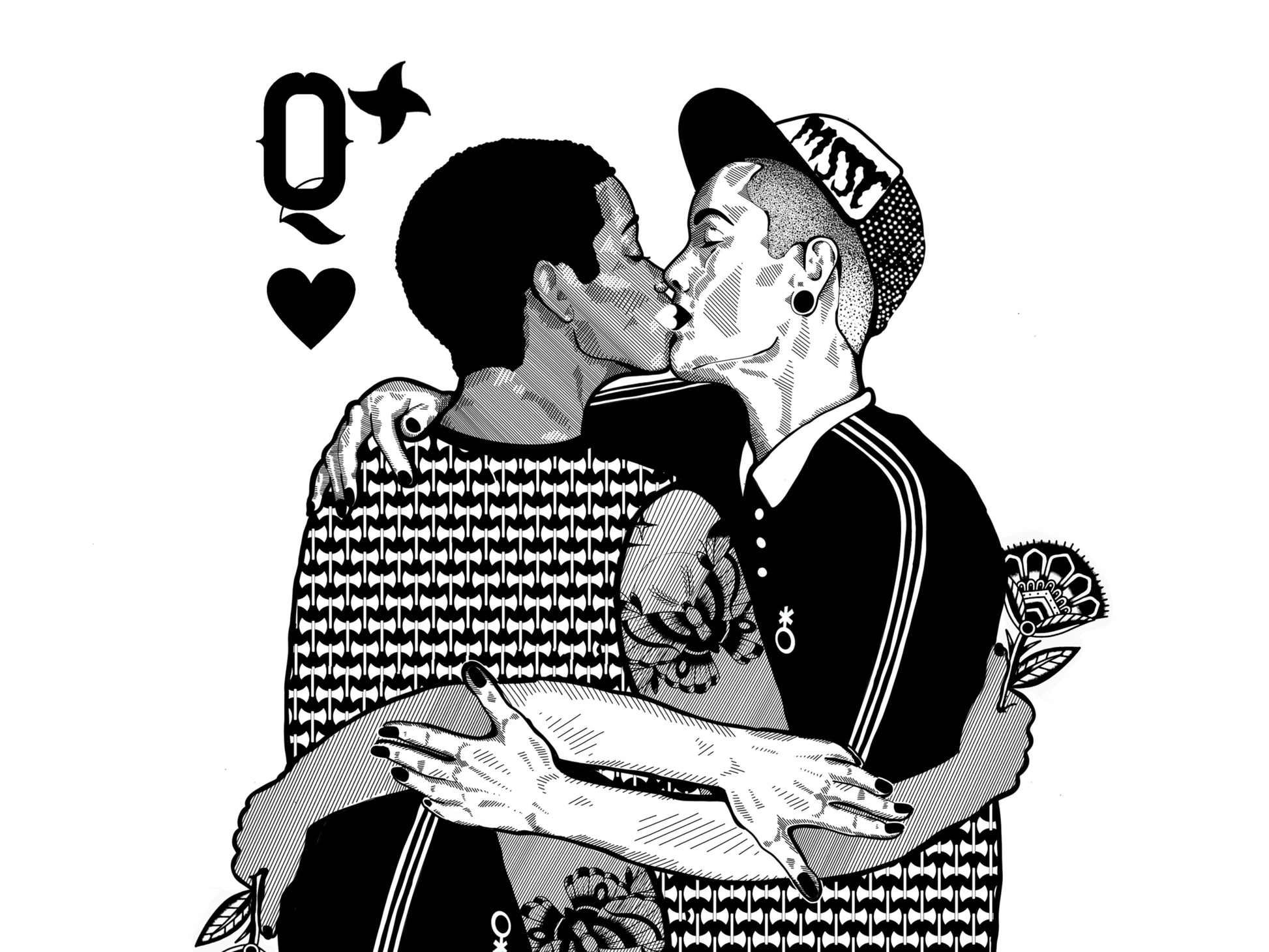 Ilustración Queer , lesbianas , bollerías no binaries