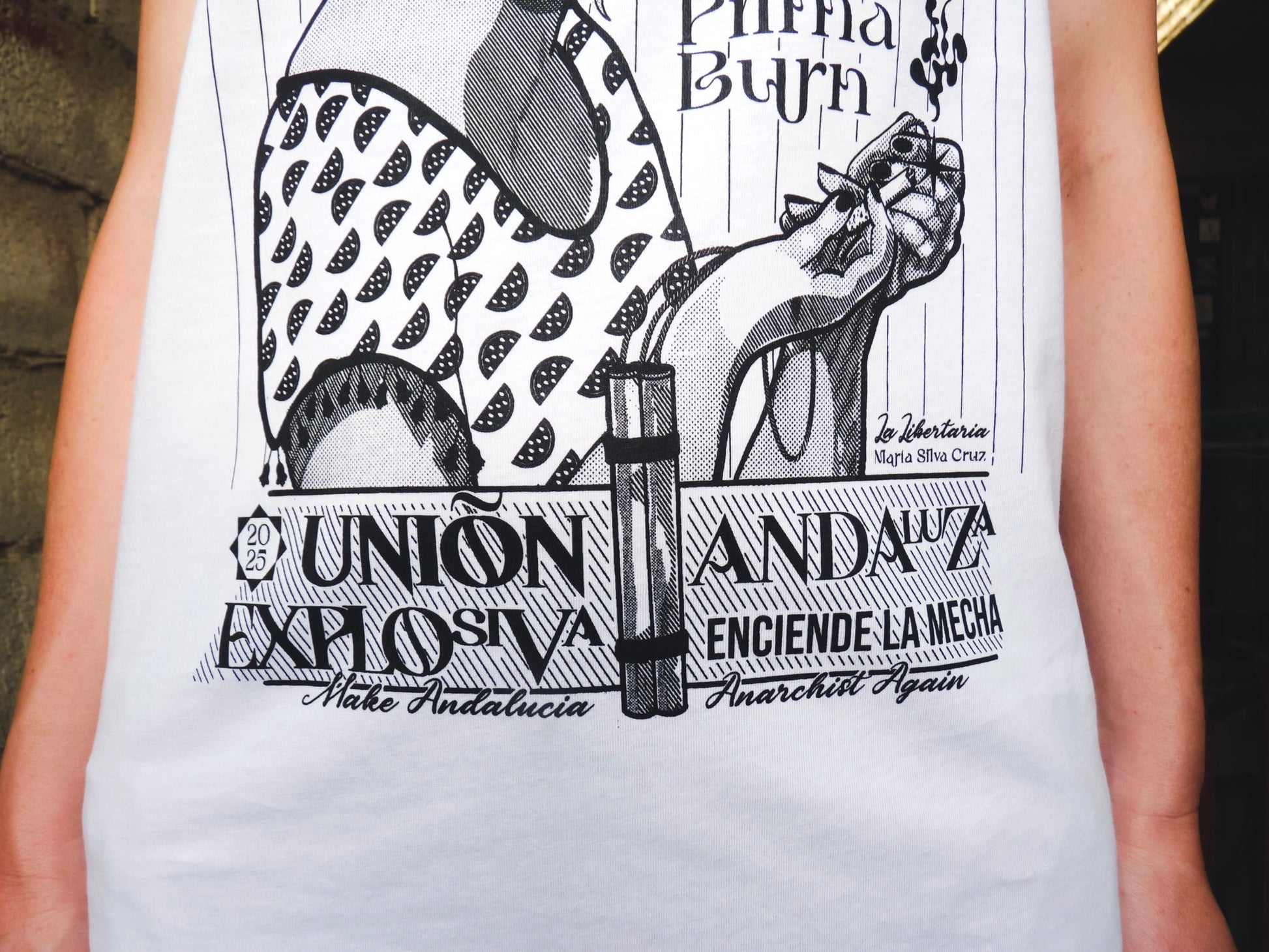 Camiseta blanca de tirantes unisex anarquista