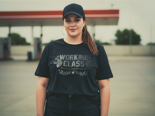 Camiseta orgánica negra, comercio Justo, unisex, feminista, clase obrera, orgullo , WORKING CLASS