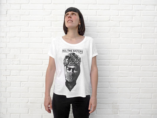 Camiseta blanca ecológica ropa feminista Frida Kahlo Comandanta Ramona EZLN